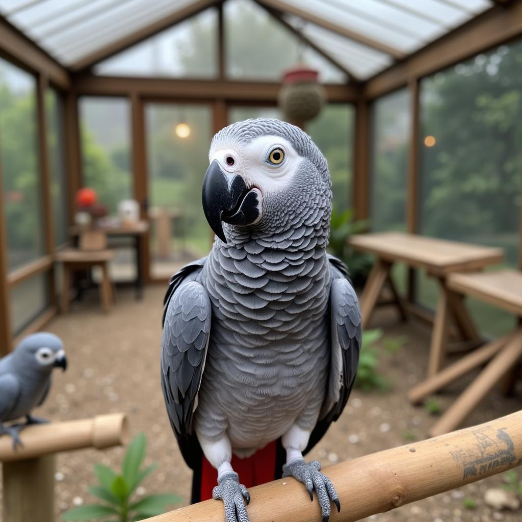 African Grey Parrot at a Breeder in Manchester