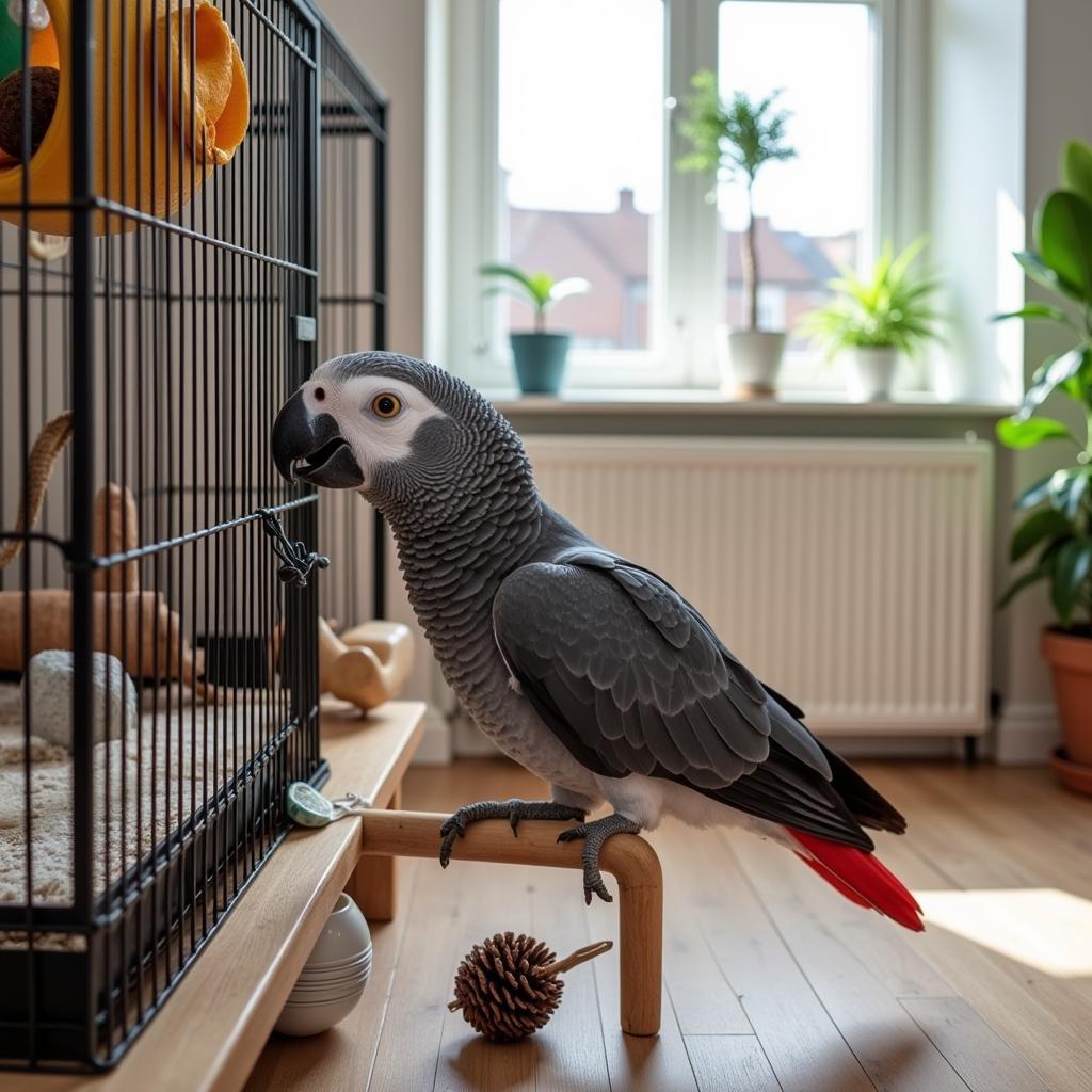 African Grey Parrot in a Stimulating Home Environment in Manchester