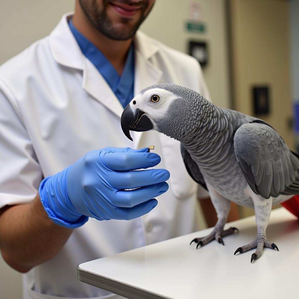 Microchipping an African Grey Parrot