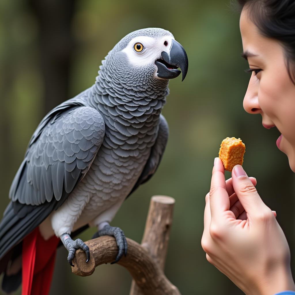 African Grey Parrot Mimicking Human Speech