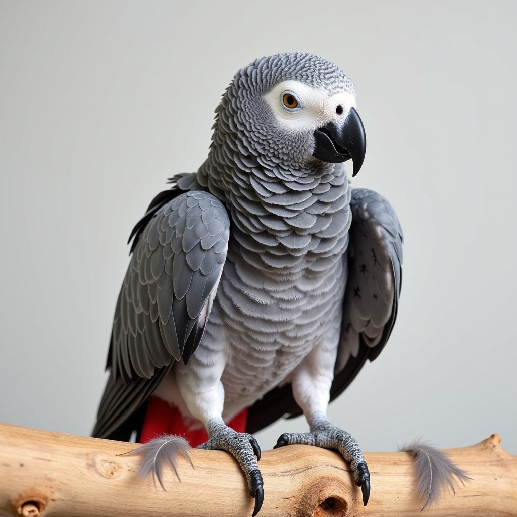 African Grey Parrot Molting Feathers