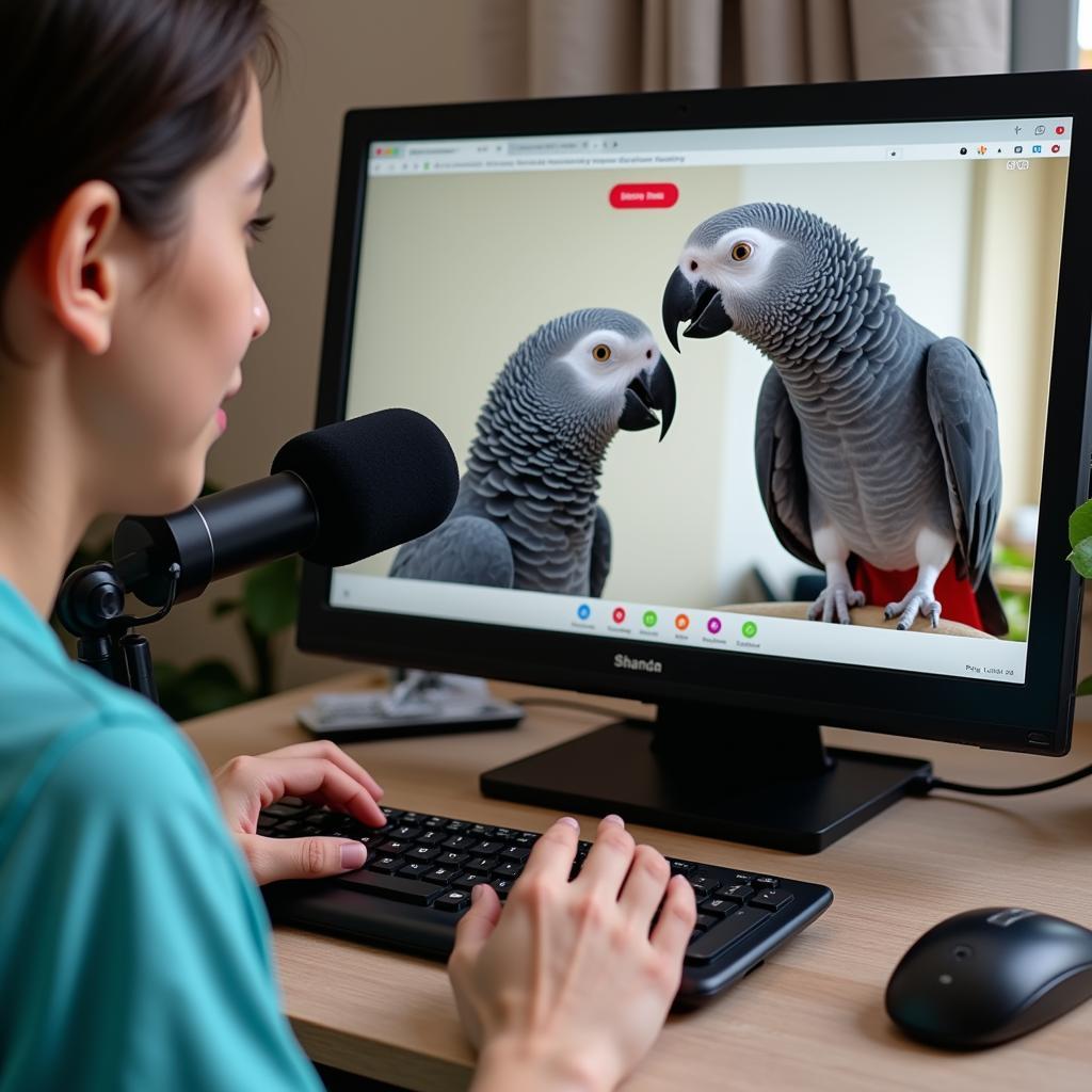 African Grey Parrot Online Interaction