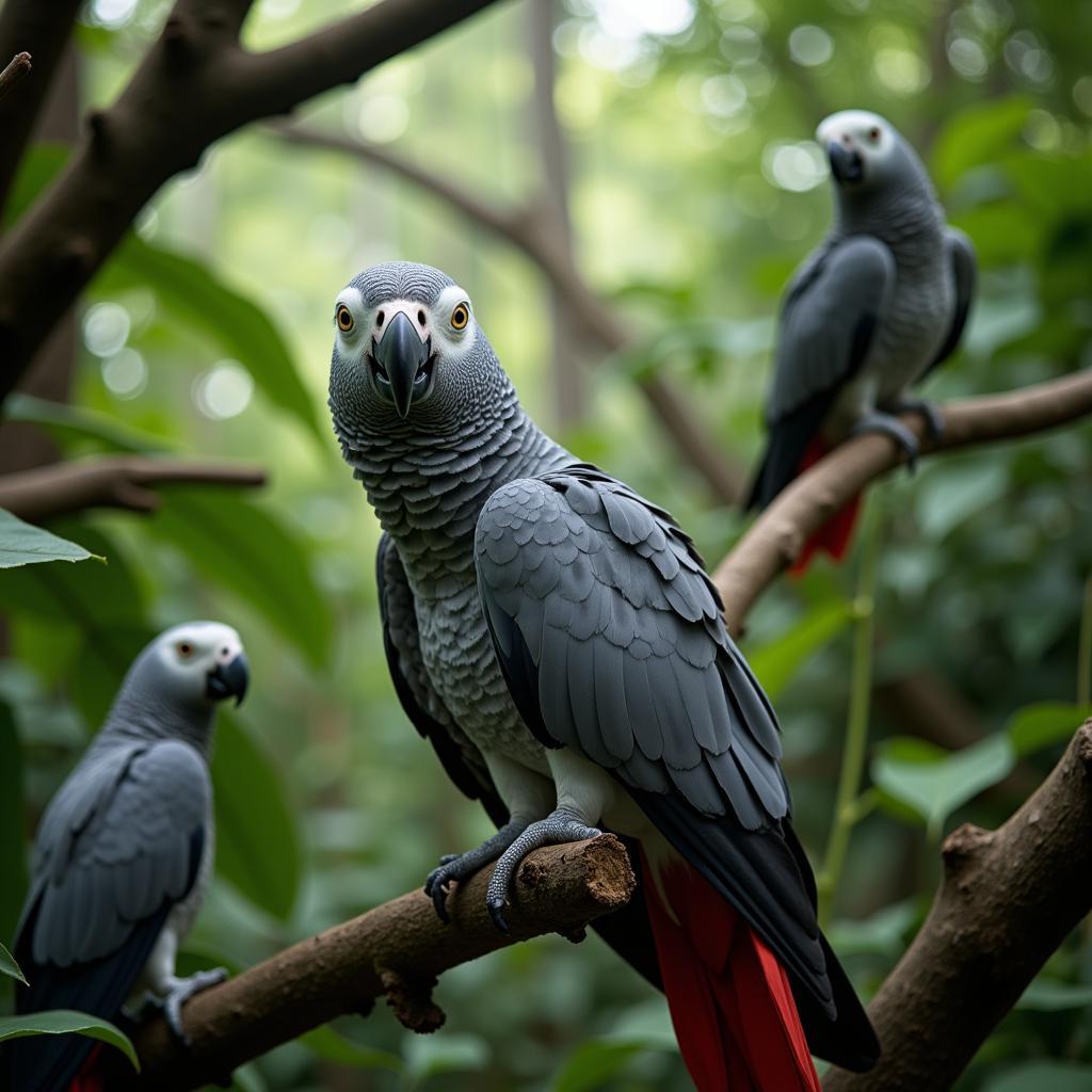 African Grey Parrot in its Natural Habitat