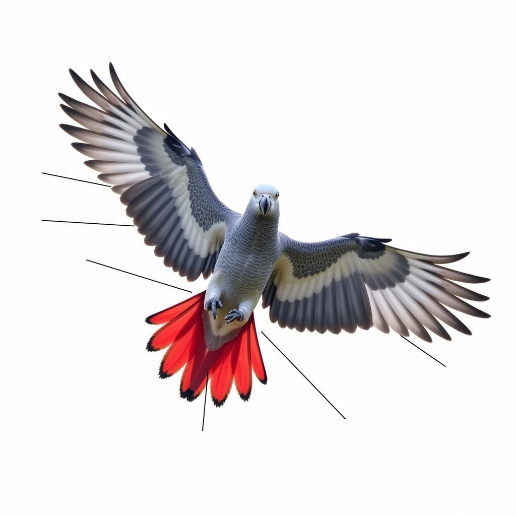 African Grey Parrot Wingspan During Flight