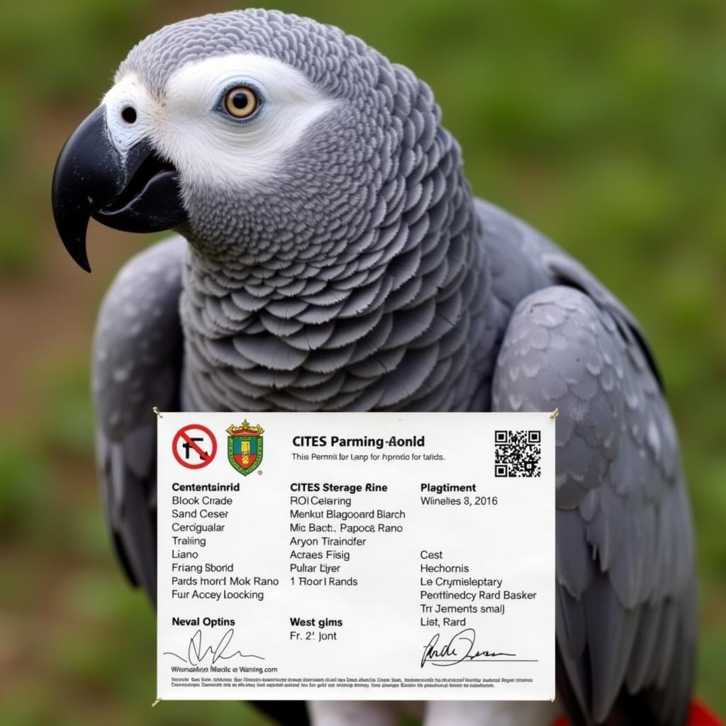 African Grey Parrot with CITES Permit