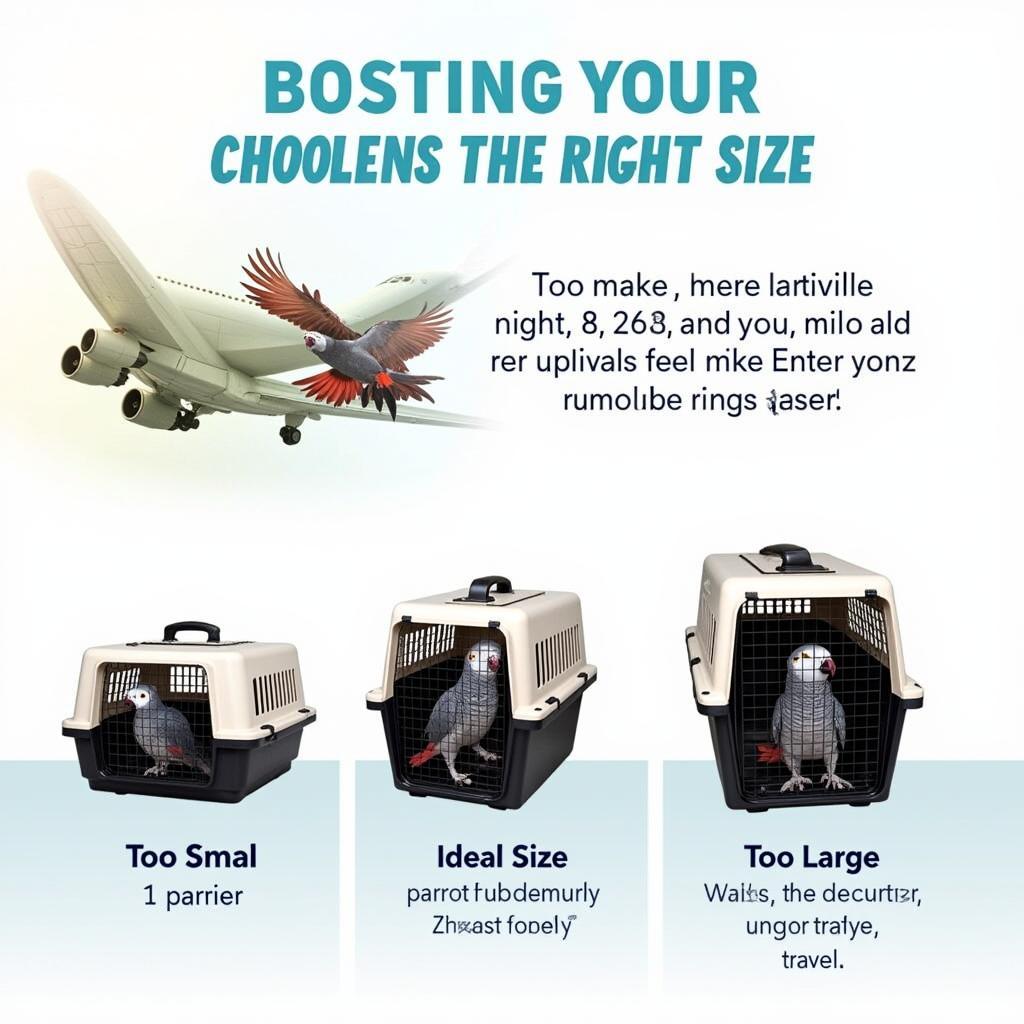 African Grey Parrot in Different Sized Travel Carriers