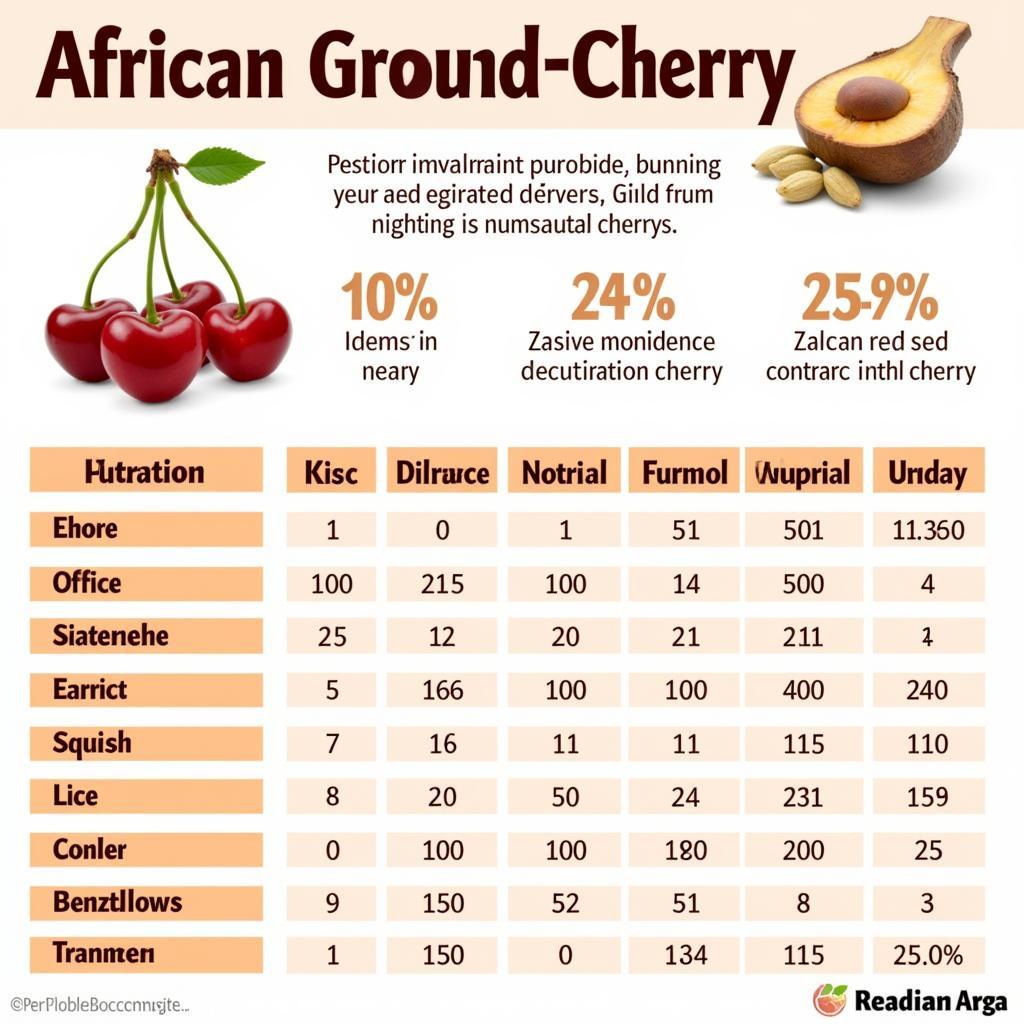 Nutritional information chart for African Ground Cherries