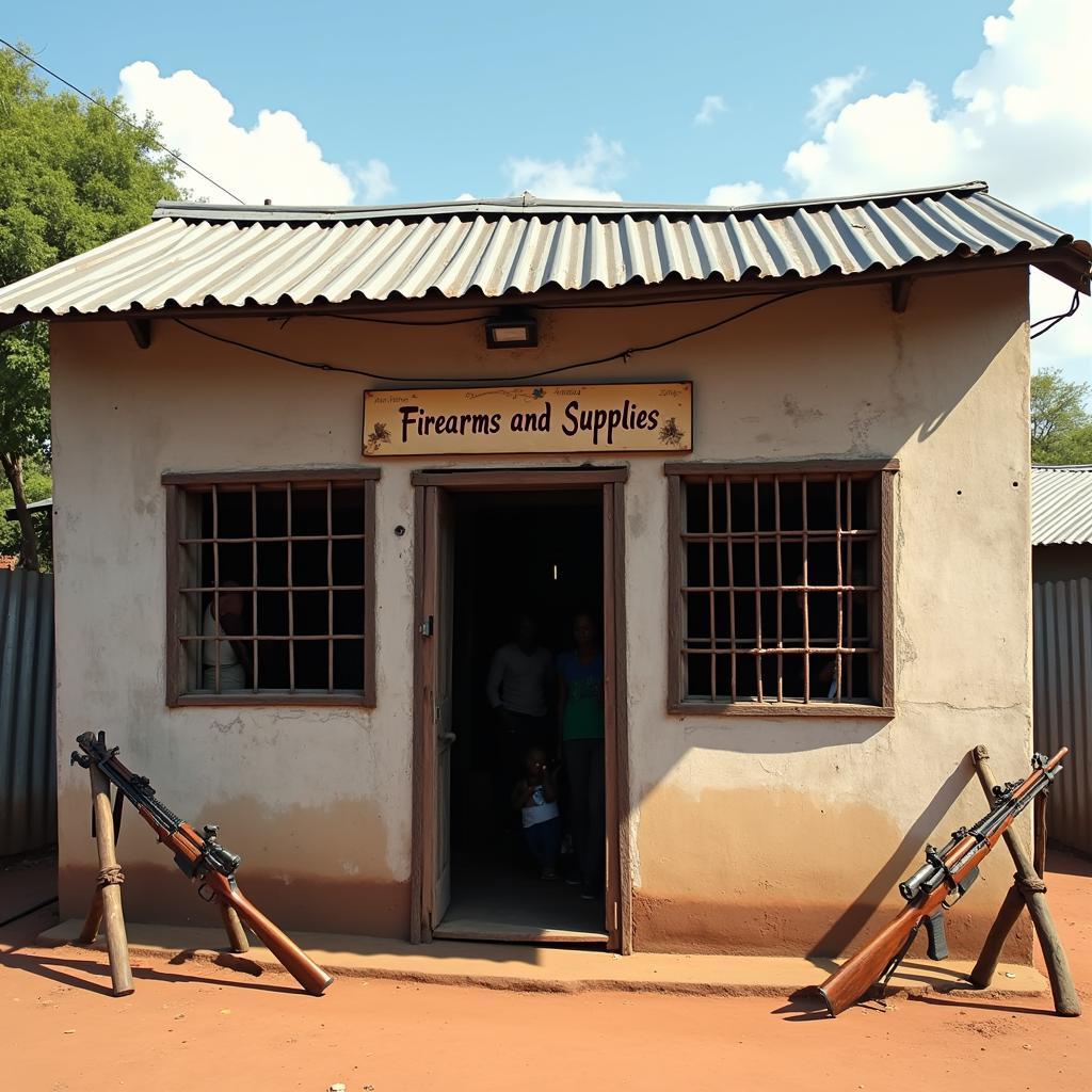 Exterior of a typical African gun shop