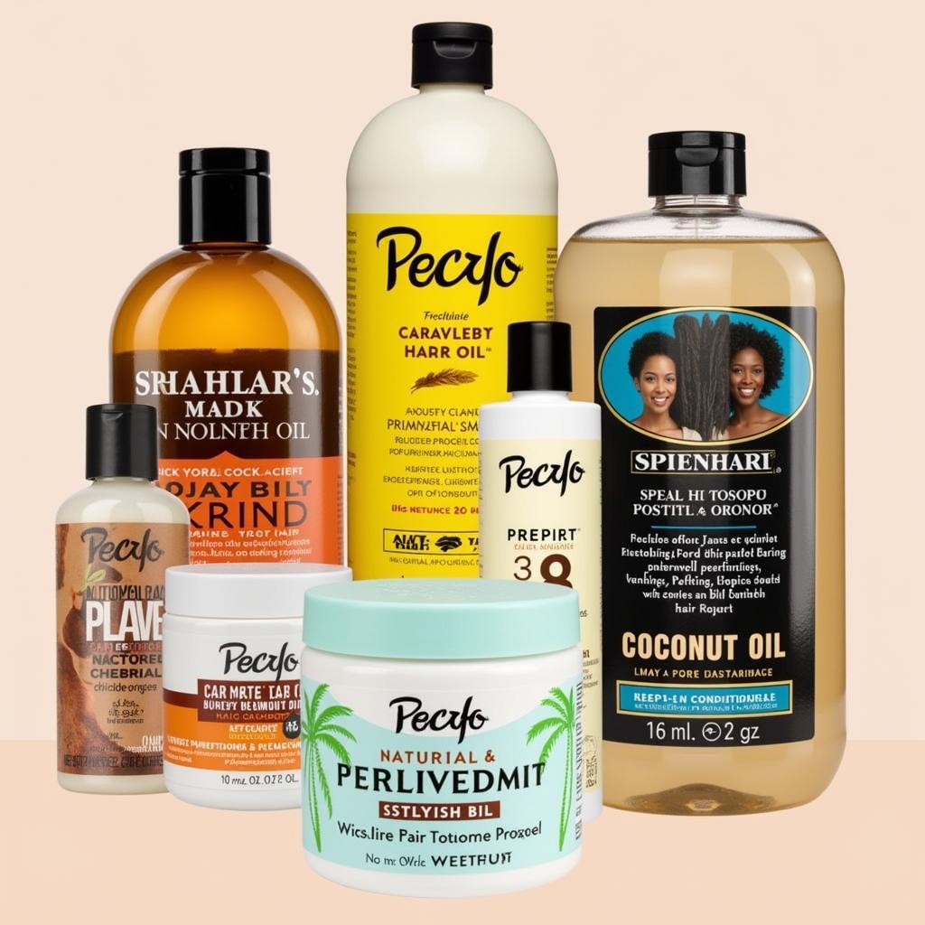 African Hair Care Products: A collection of various hair oils, moisturizers, and styling products specifically designed for African hair.