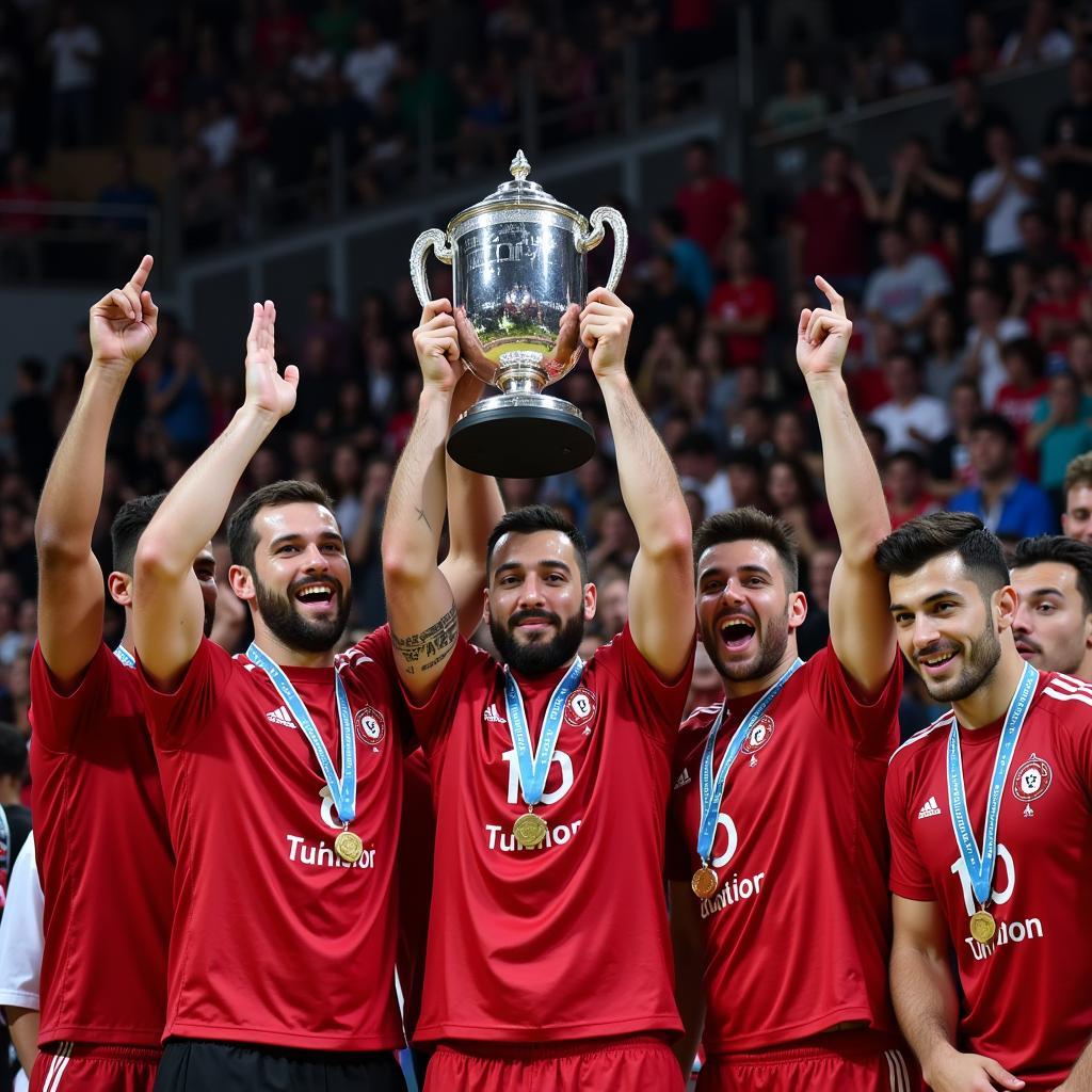 Tunisia celebrates victory at the 2019 African Handball Championship