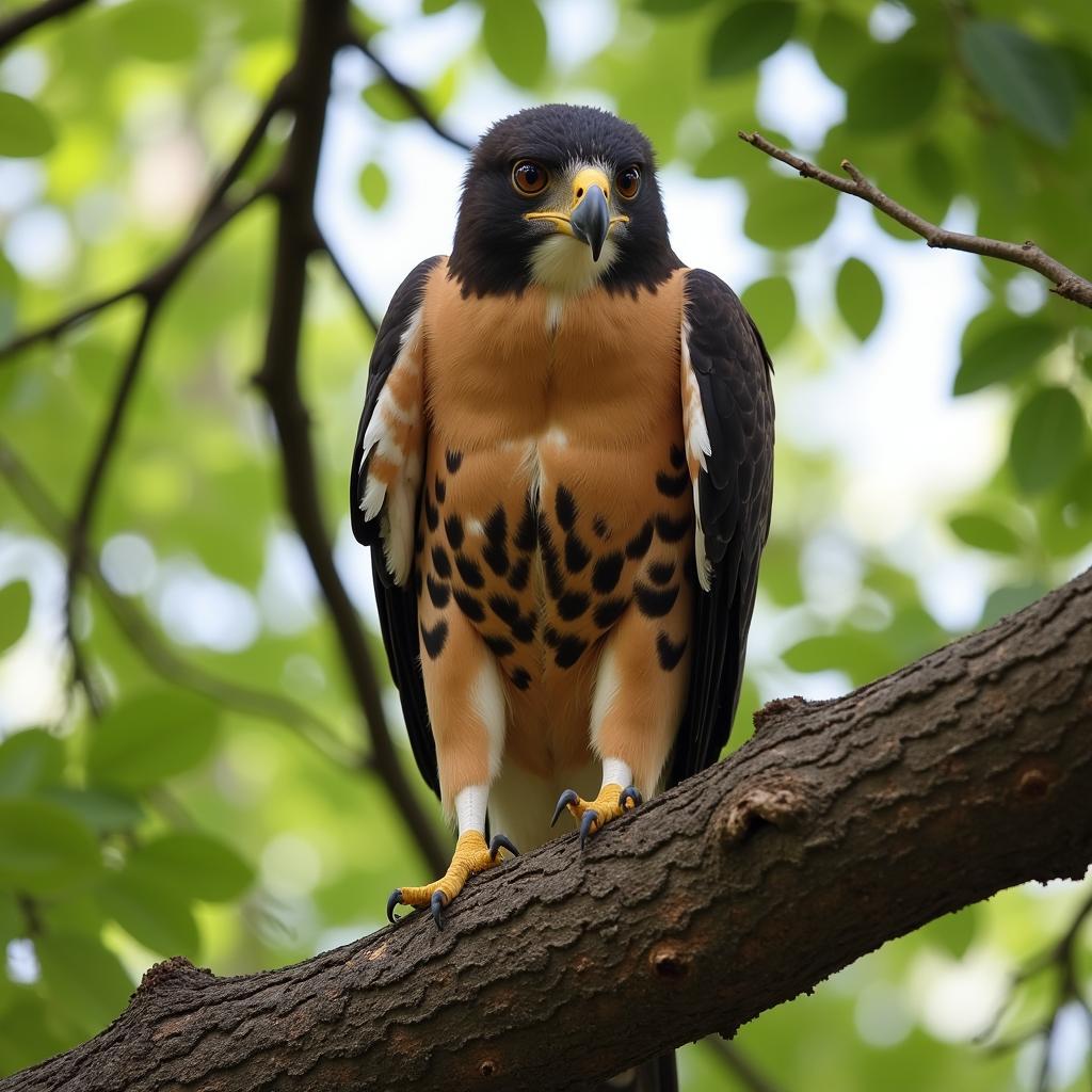 African Hawk Eagle Perched on Branch