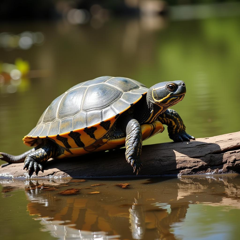 African Helmeted Turtle in Natural Habitat