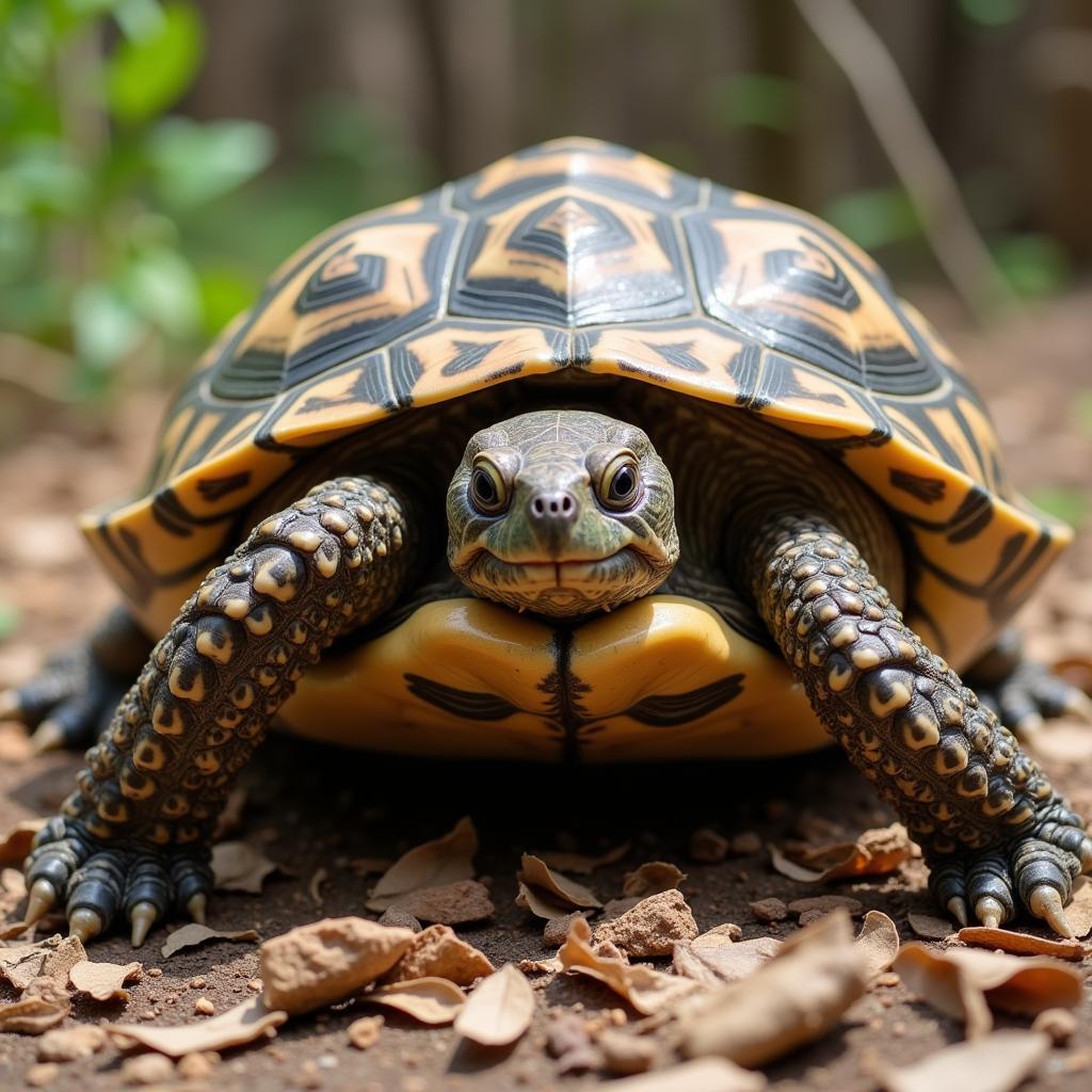 African Helmeted Turtle Retracting Head