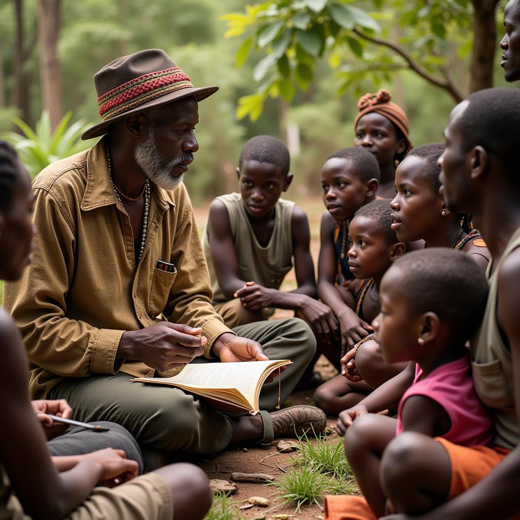 African Herbsman Sharing Knowledge with Community