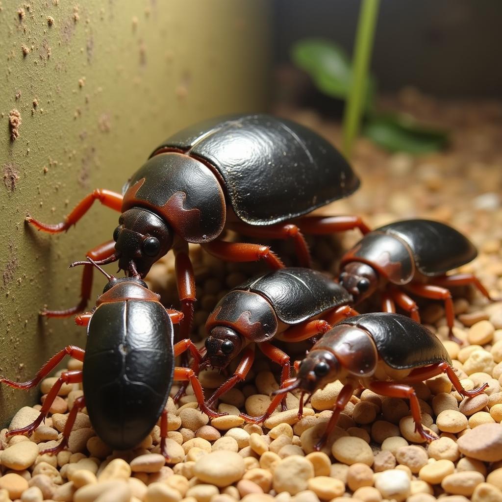 Group of African Hissing Cockroaches