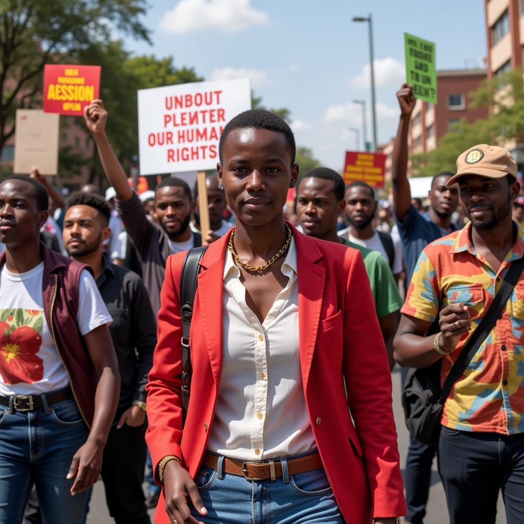 African Human Rights Activists Marching for Justice