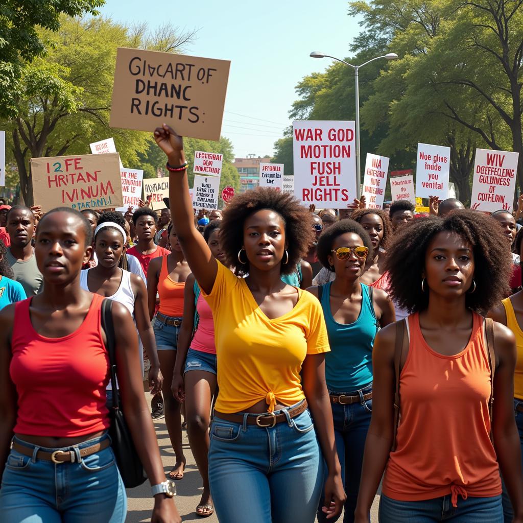 African Human Rights Activists Marching