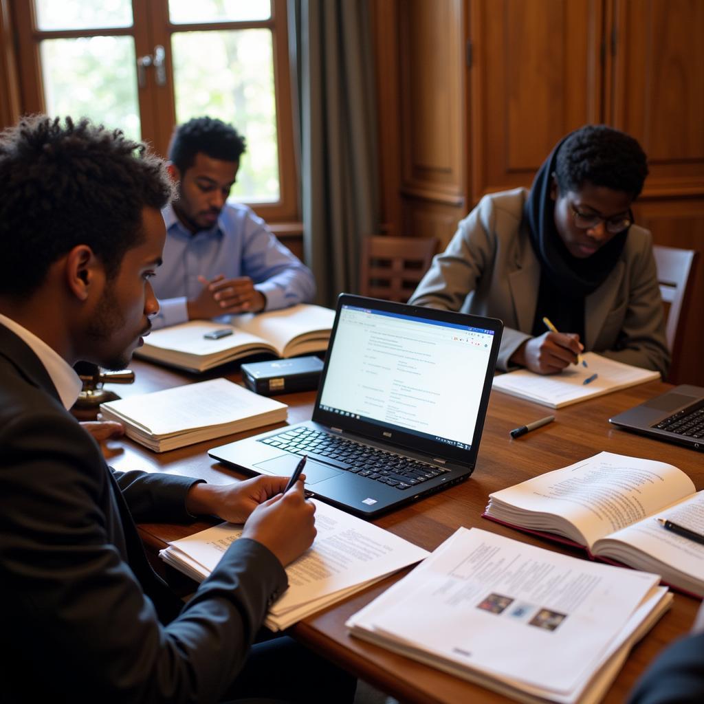 Students Preparing for the Moot Court Competition