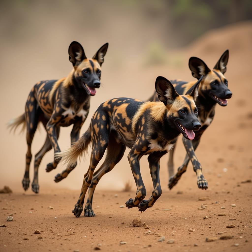 African Hunting Dogs in Action