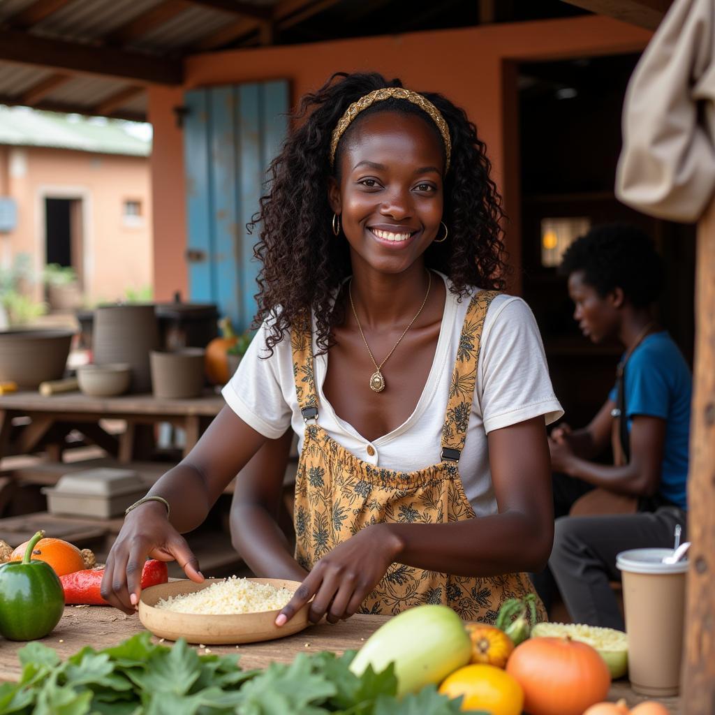 African independent girl starting a small business