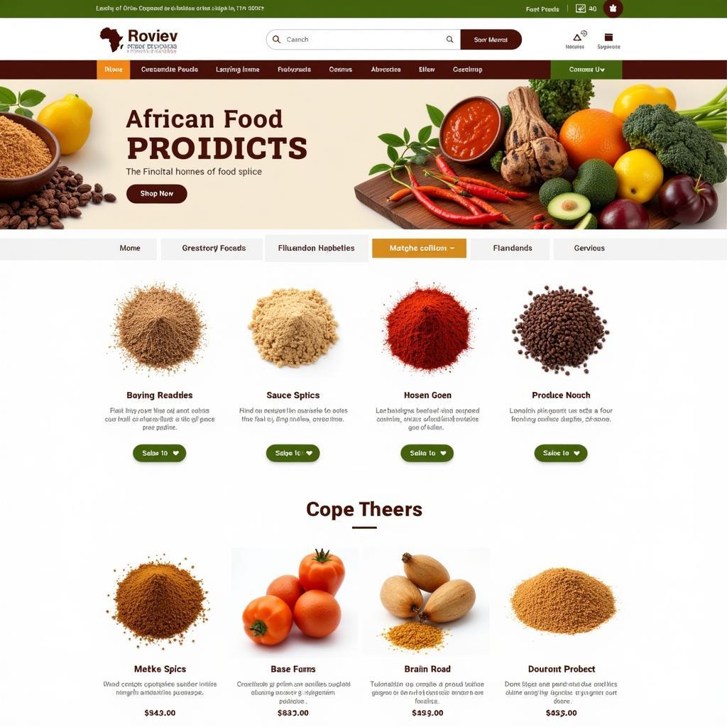 Variety of African ingredients available on an online marketplace