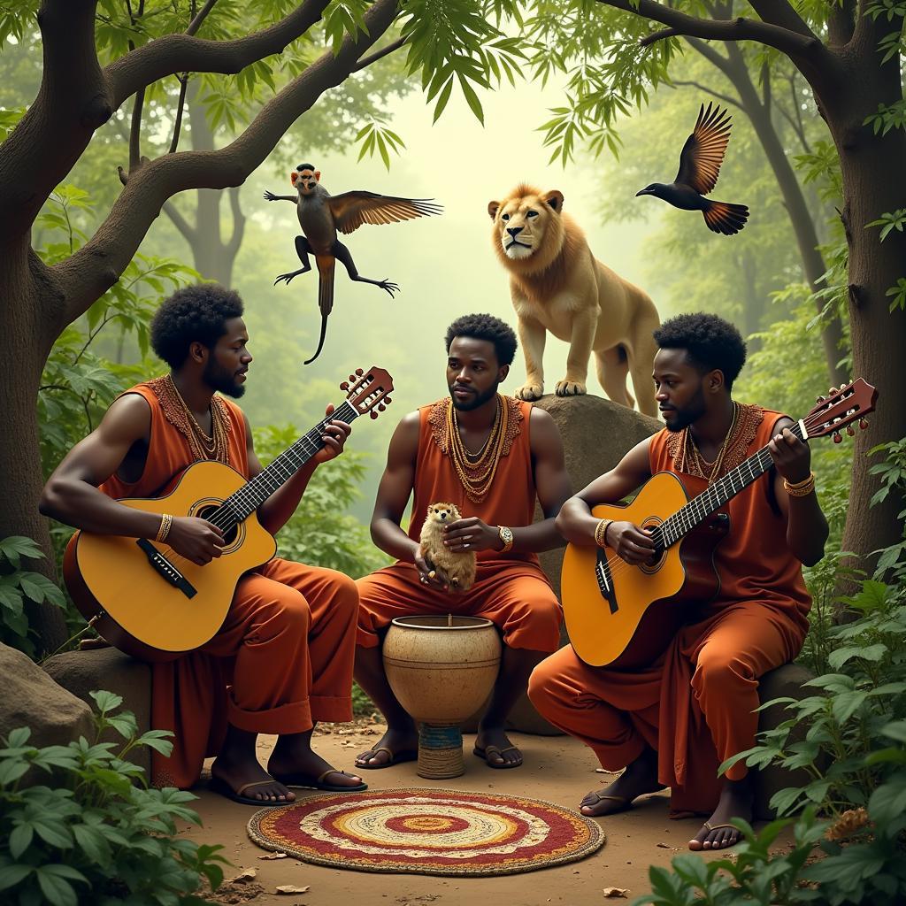 African instrumental music inspired by jungle wildlife sounds