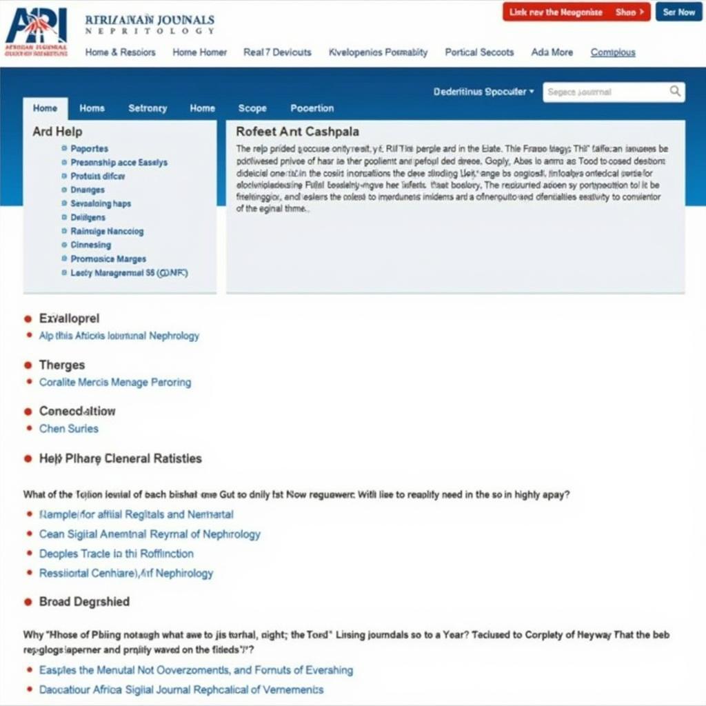 African Journal of Nephrology Homepage Screenshot