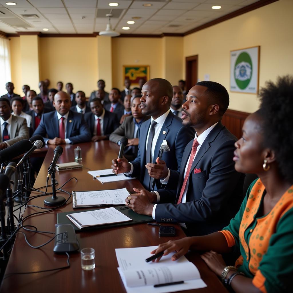 African Journalists Holding a Press Conference