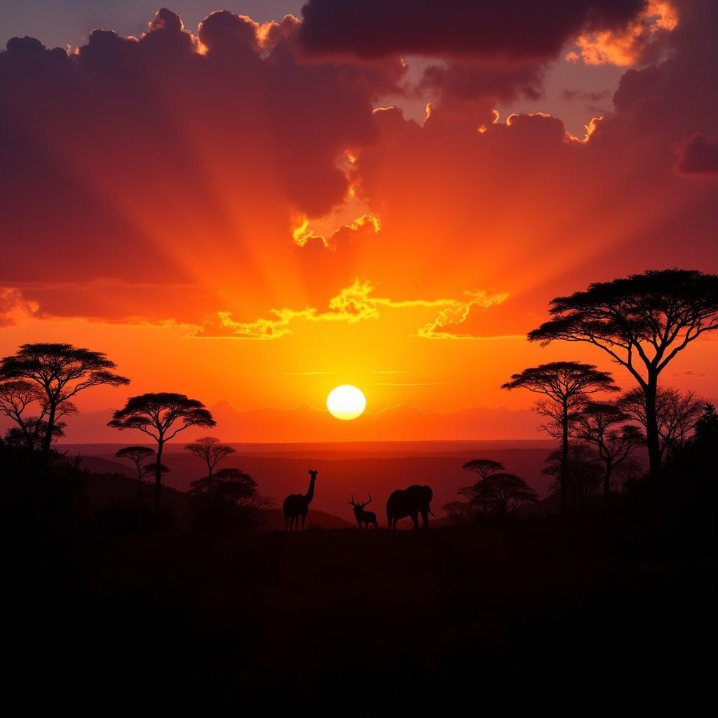 Sunset over the African Jungle