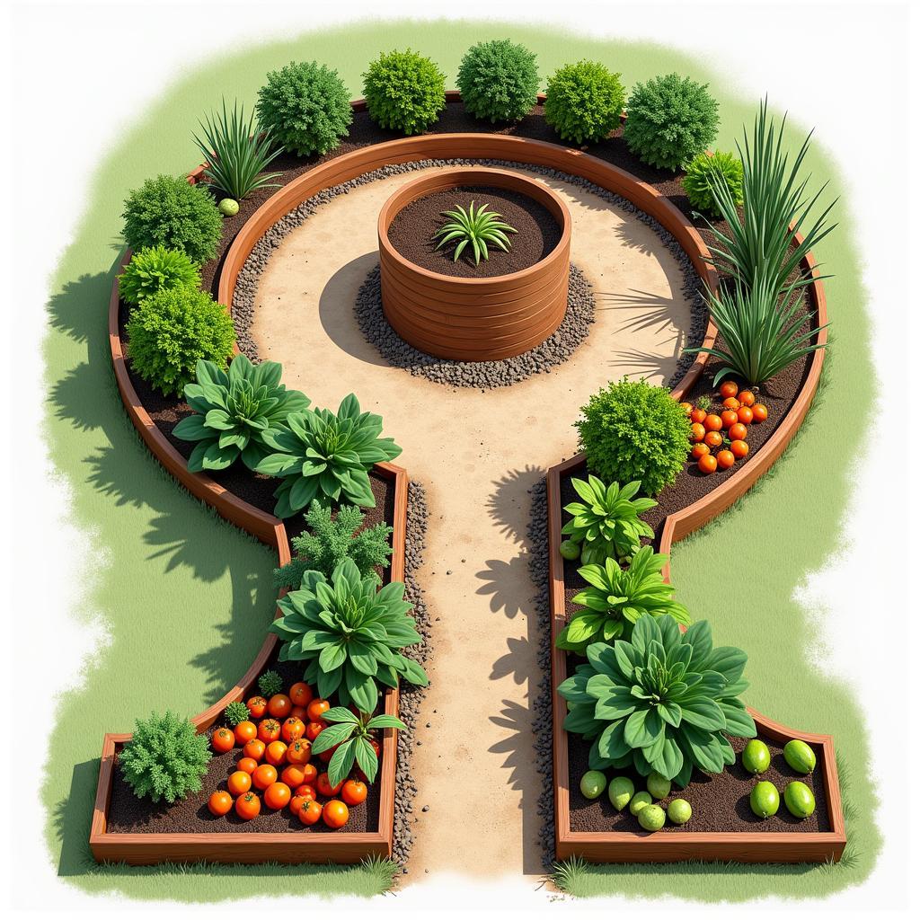 African Keyhole Garden Design: A Raised Bed with a Central Composting Basket