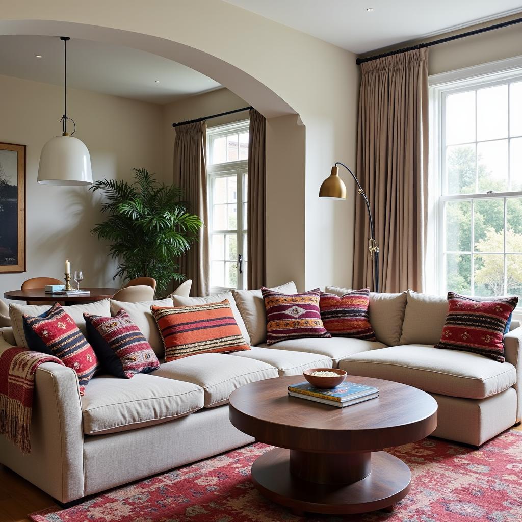 African Kilim Jacquard Pattern Accentuating a Modern Living Room