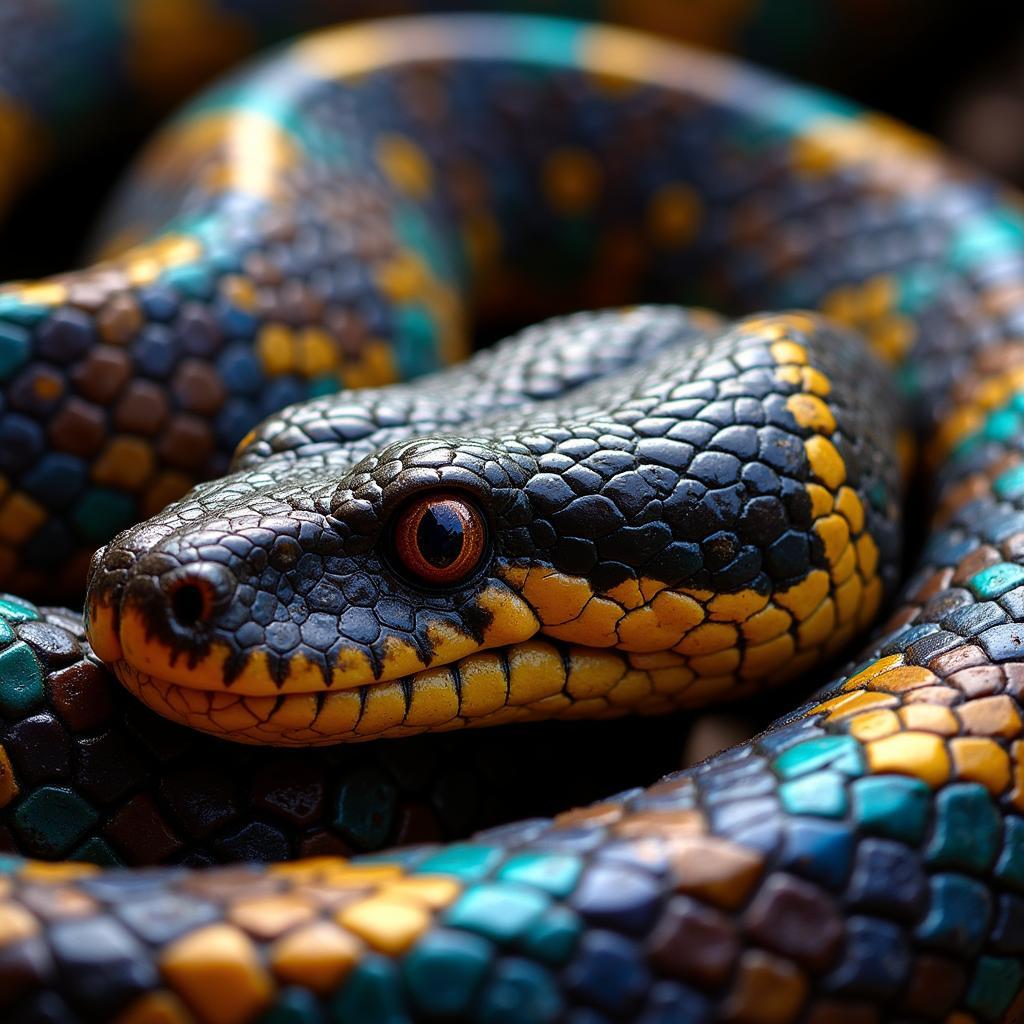 Close-up of Iridescent Scales on an African King Snake