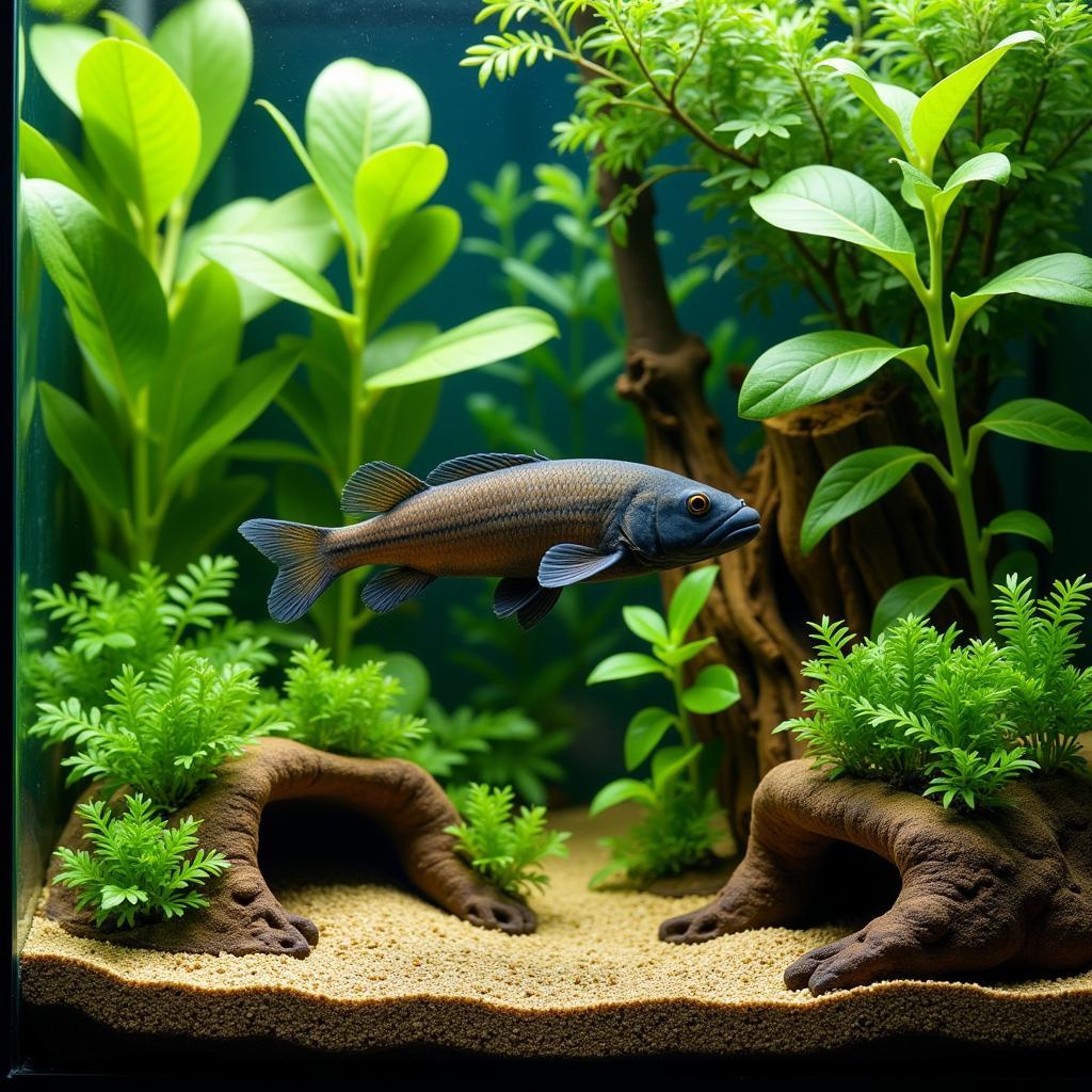 African Knife Fish in a Well-Planted Aquarium