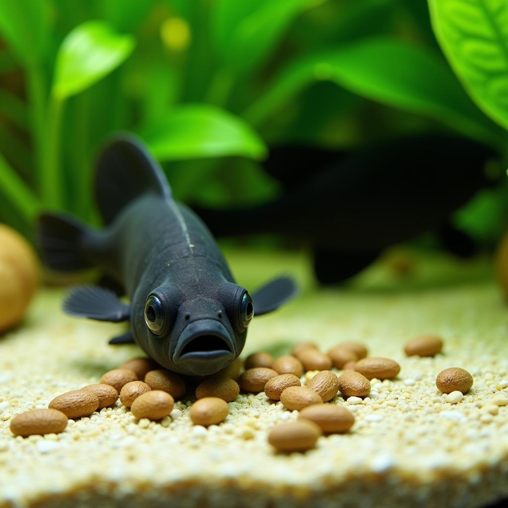 African Knife Fish Eating Sinking Pellets