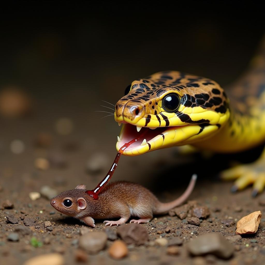 African Krait Injecting Venom