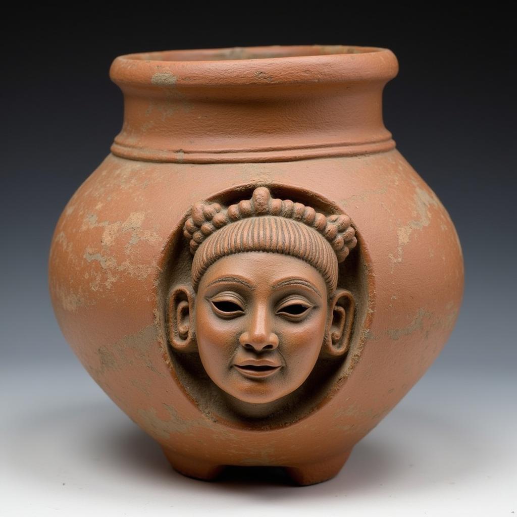 African Lady Depicted on a Ritual Ceramic Pot