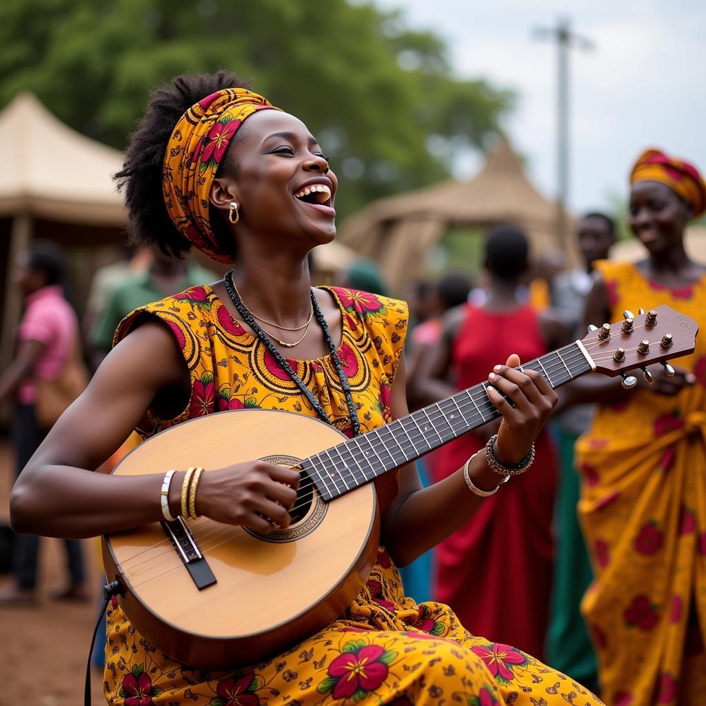 African Lady Singing Traditional Music