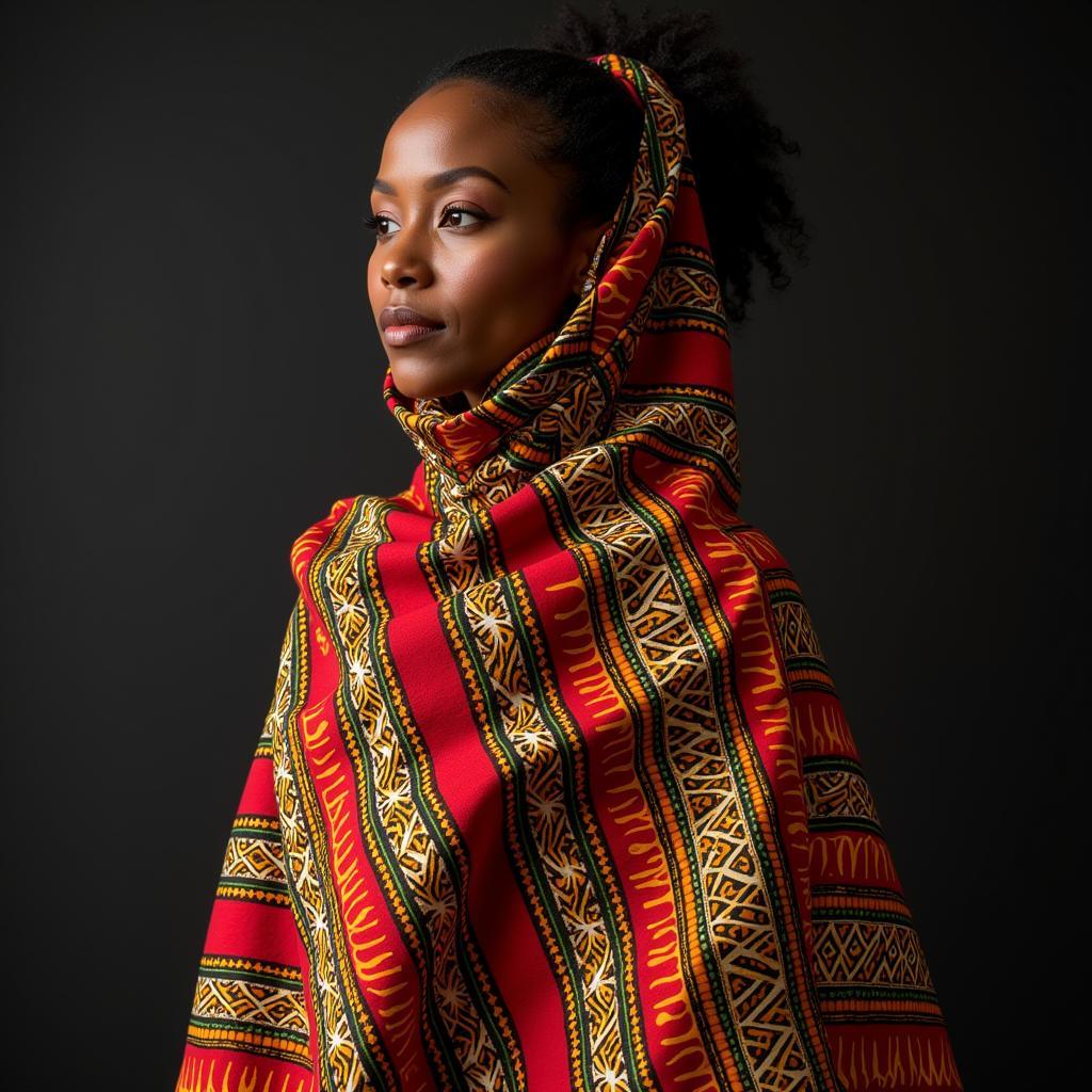 African Lady Represented in Kente Cloth