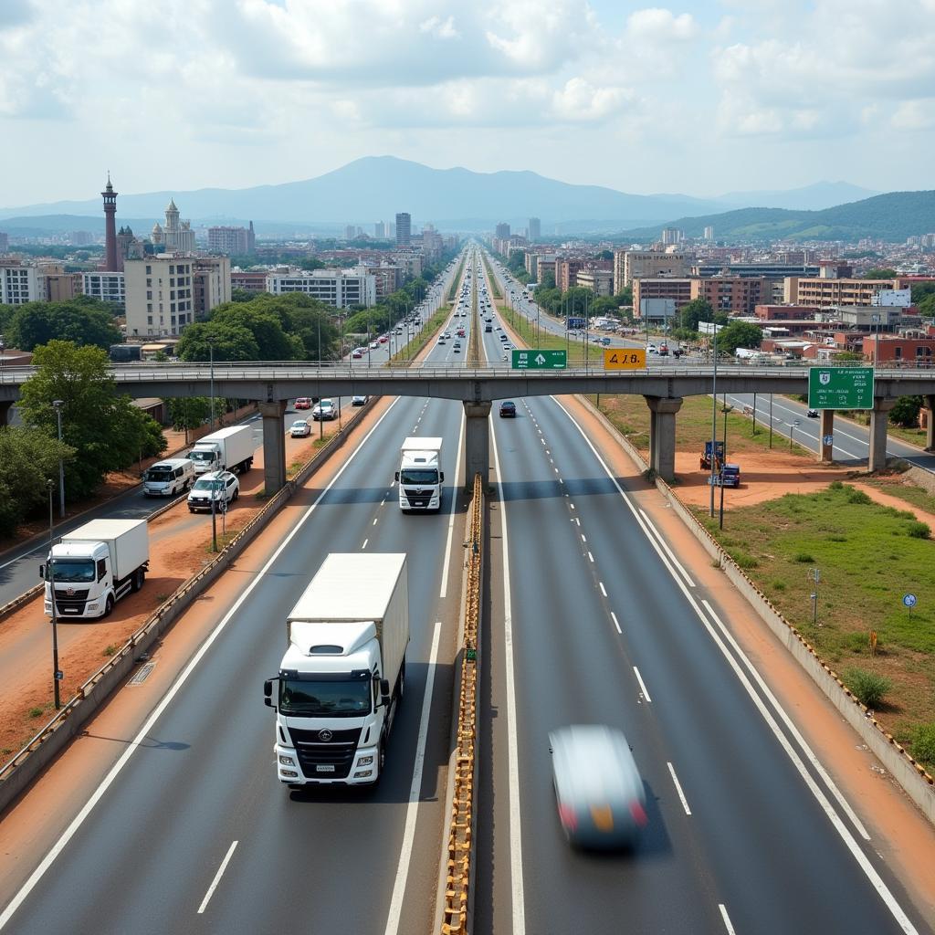 A modern, multi-lane highway in Africa.