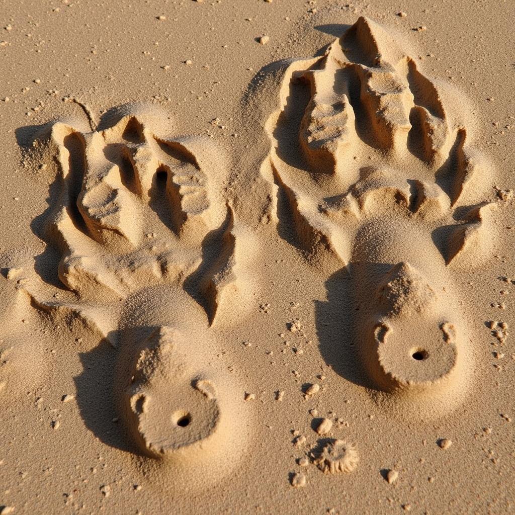 African Lion Paw Prints in Sand