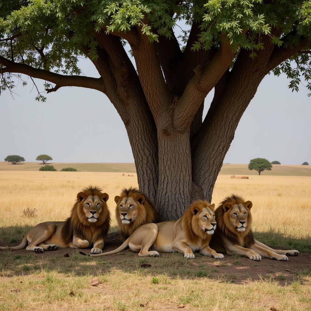 African Lion Pride Resting in Shade