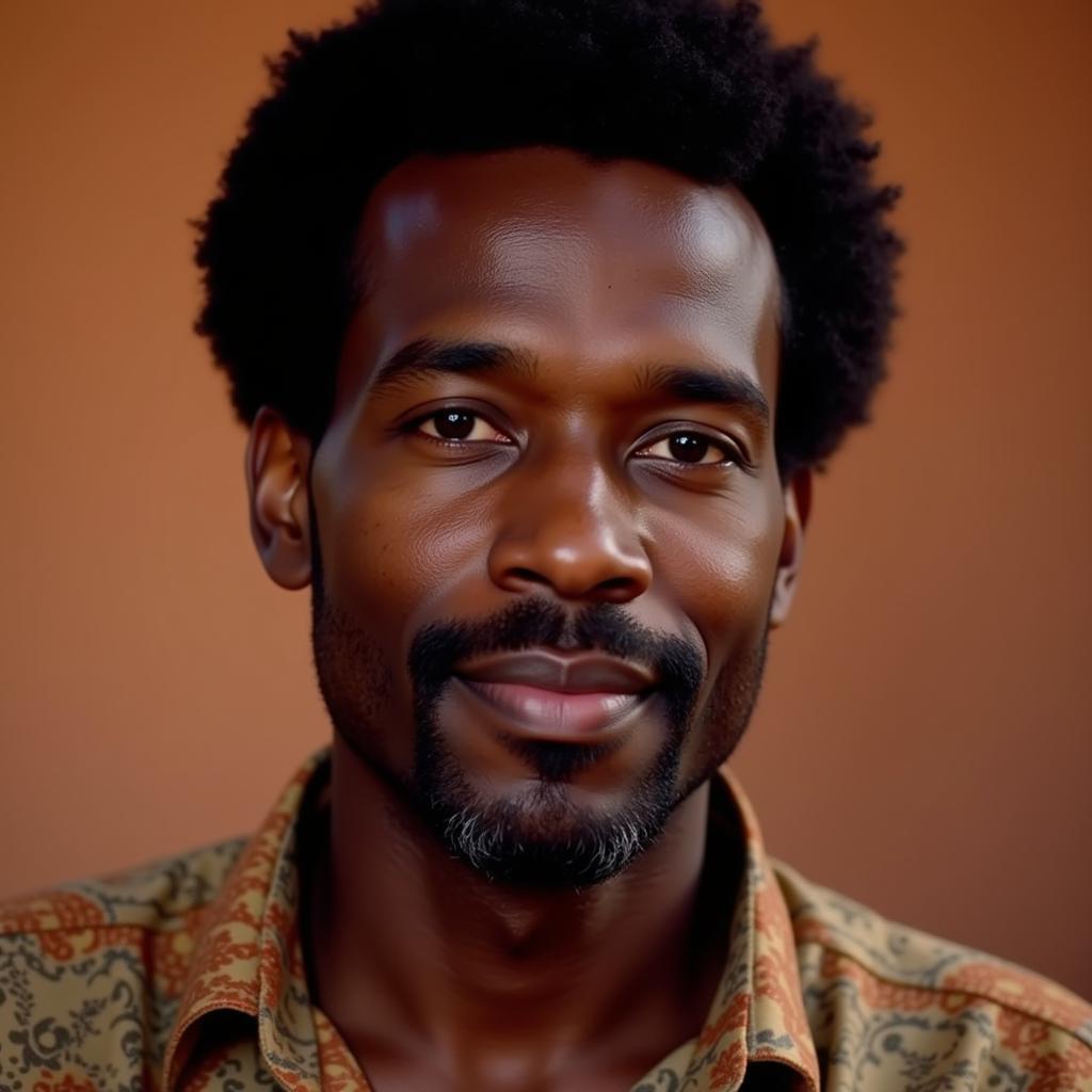 Portrait of an African Man with Dark Skin