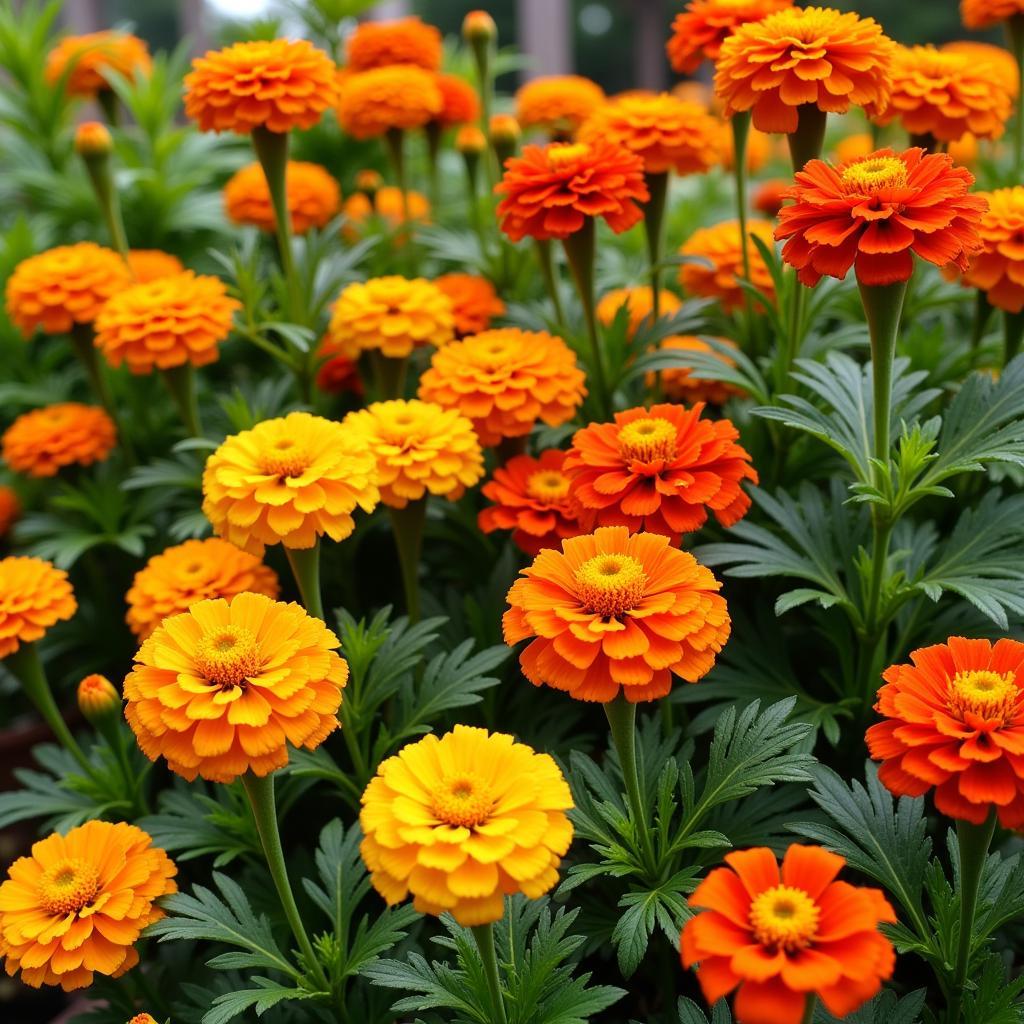 African Marigolds in Garden