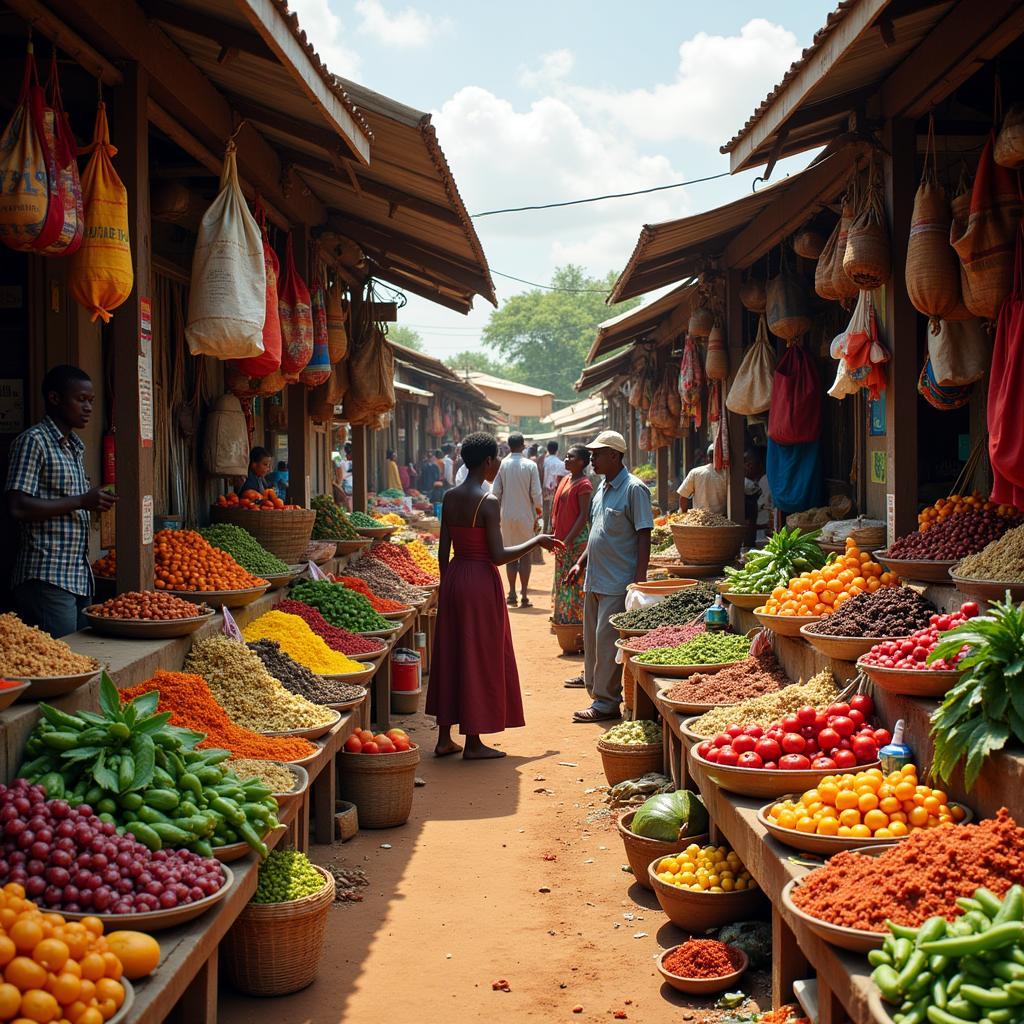 Fresh produce at a vibrant African market