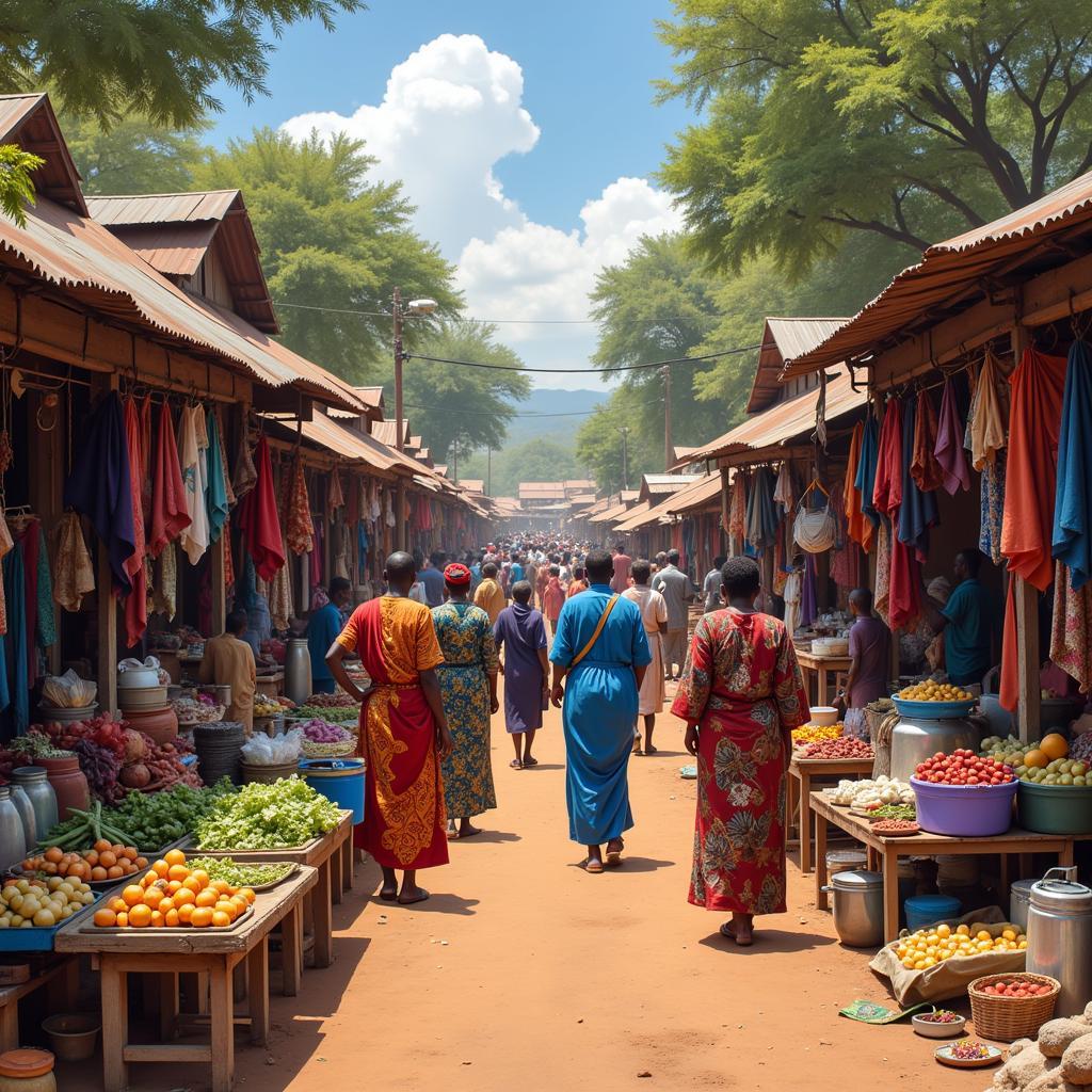 Vibrant African Marketplace Scene