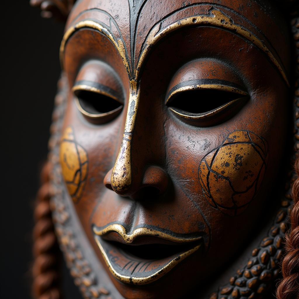 African Mask Artistry: A close-up view of the intricate craftsmanship and detail in African masks.