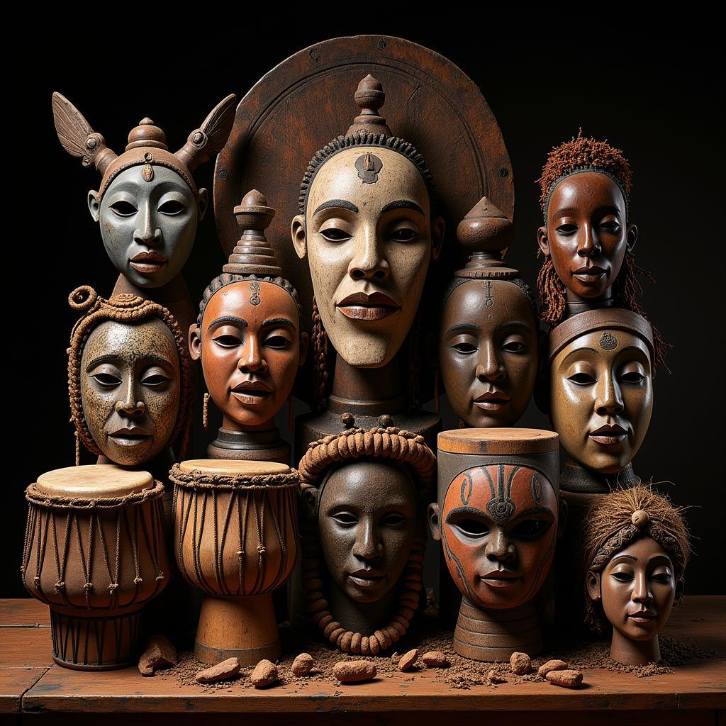 African Mask Carvings and Drumming Traditions