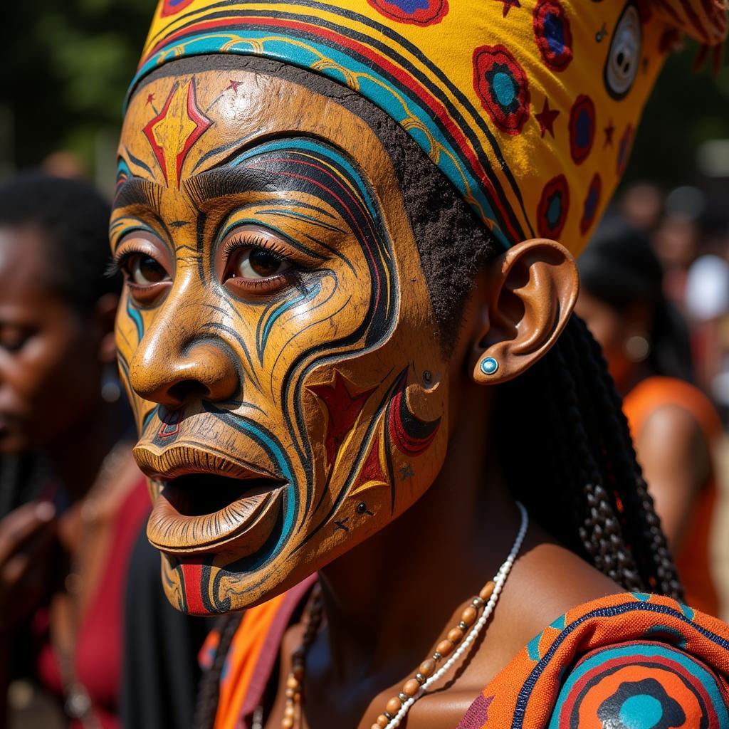 African Mask Used in Traditional Ceremony