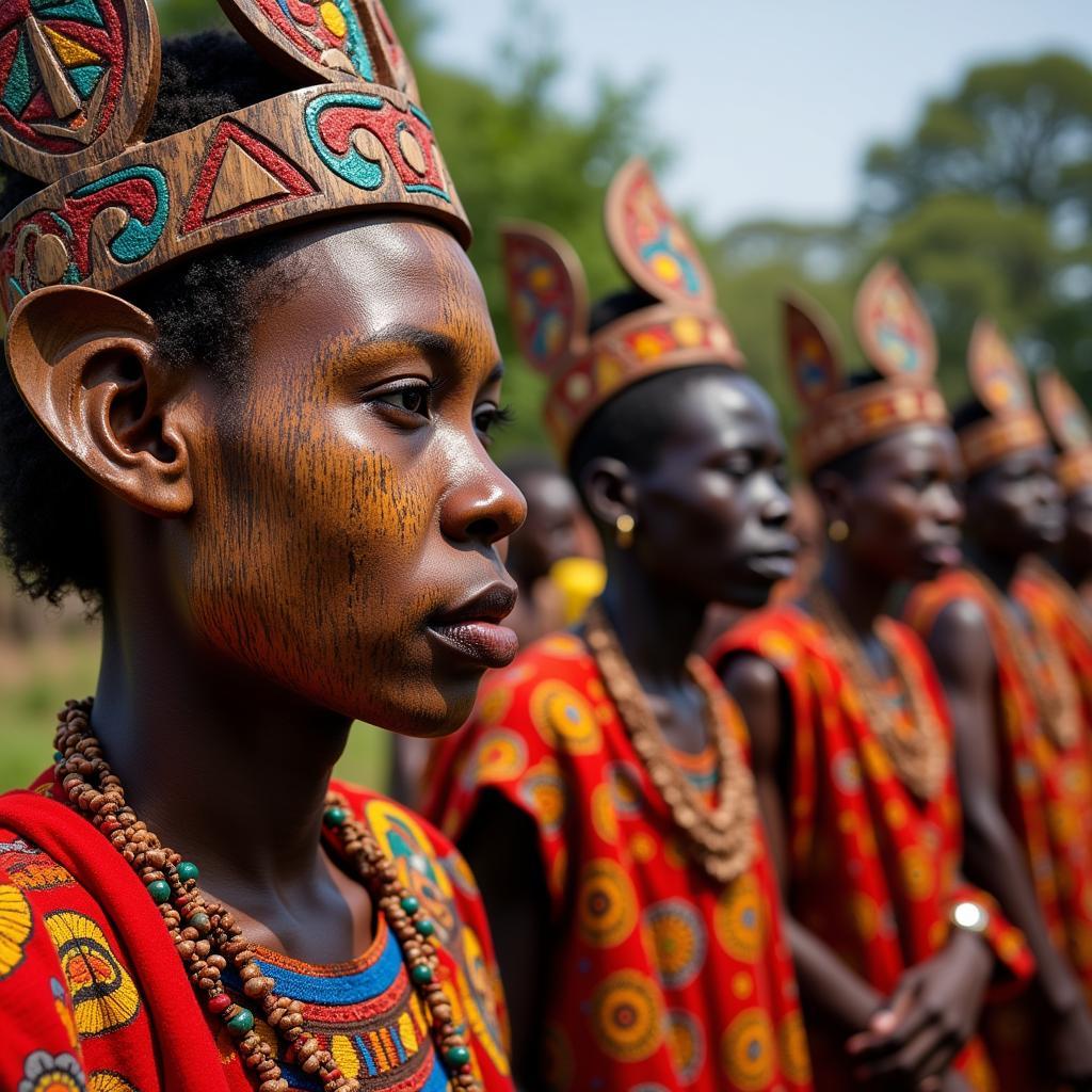 African Mask Ceremony Representing Cultural Heritage in HD