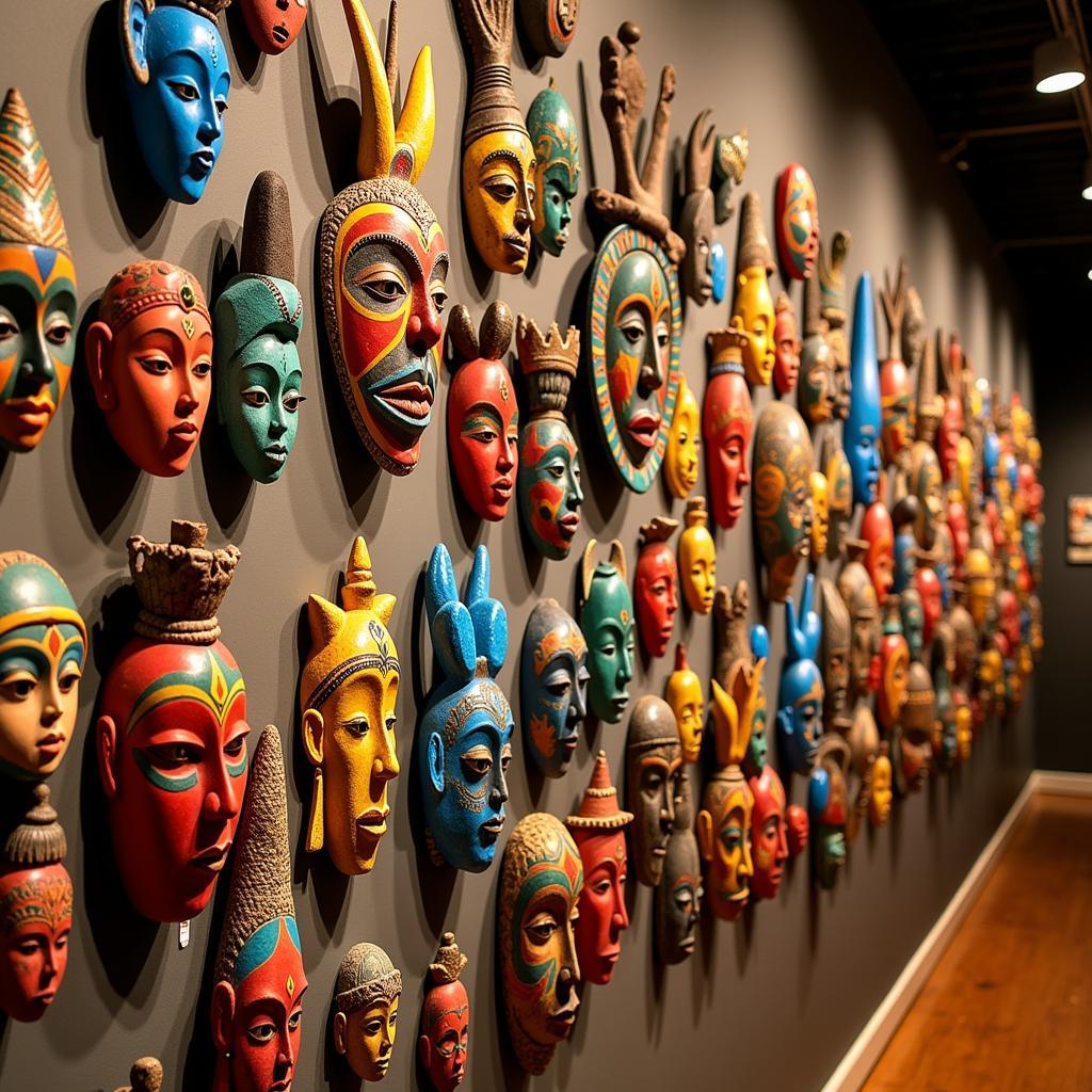 African Mask Display in a Cultural Center